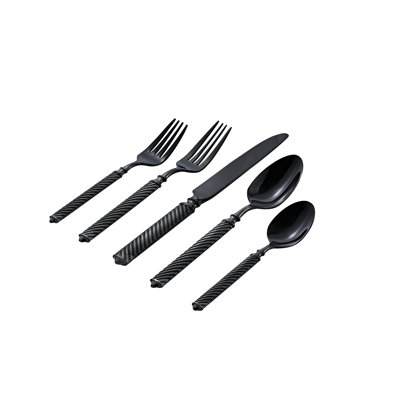Ensemble de 20 pièces en acier inoxydable noir Torsade 18/10, service pour 4