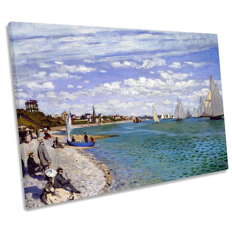 Claude Monet Regatta At Sainte Adresse by Claude Monet - Wrapped Canvas Print, 91.4cm H x 137.2cm W x 4cm D