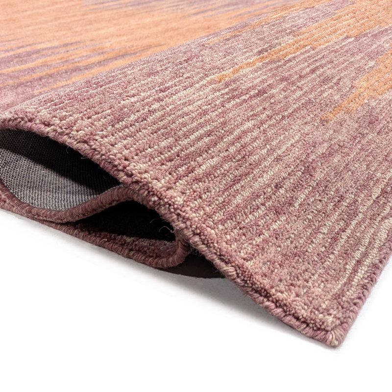 Abrash Ikat Hand-Tufted Wool Area Rug Cut/Loop Pile, 7'6" x 9'6", Spice