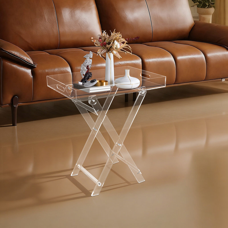 Folding Acrylic Tray Table, Modern Clear Side Table