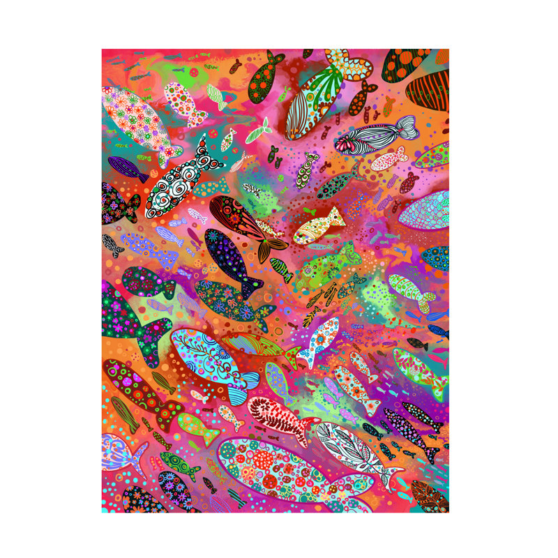 Art mural sur toile tendue - Noemi Ibarz «Fish», art mural pour salon, chambre à coucher ou bureau - 18 x 24
