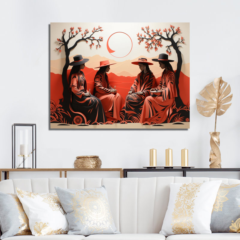 Western Desert Nomads Papercut, reproduction d'art sur toile, H 34 po x l 44 po x P 1,5 po, Toile tendue