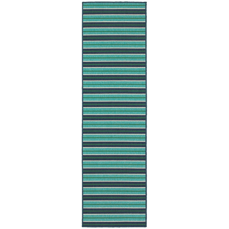 Tapis rayé intérieur / extérieur Deltana, Tapis de couloir 2 pi 3 po x 7 pi 6 po