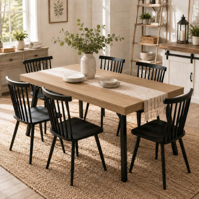Modern Dining Table for Kitchen and Dining Room Rectangular Table with Rounded Edges Contemporary Design for Family Meals and Everyday Dining, Natural
