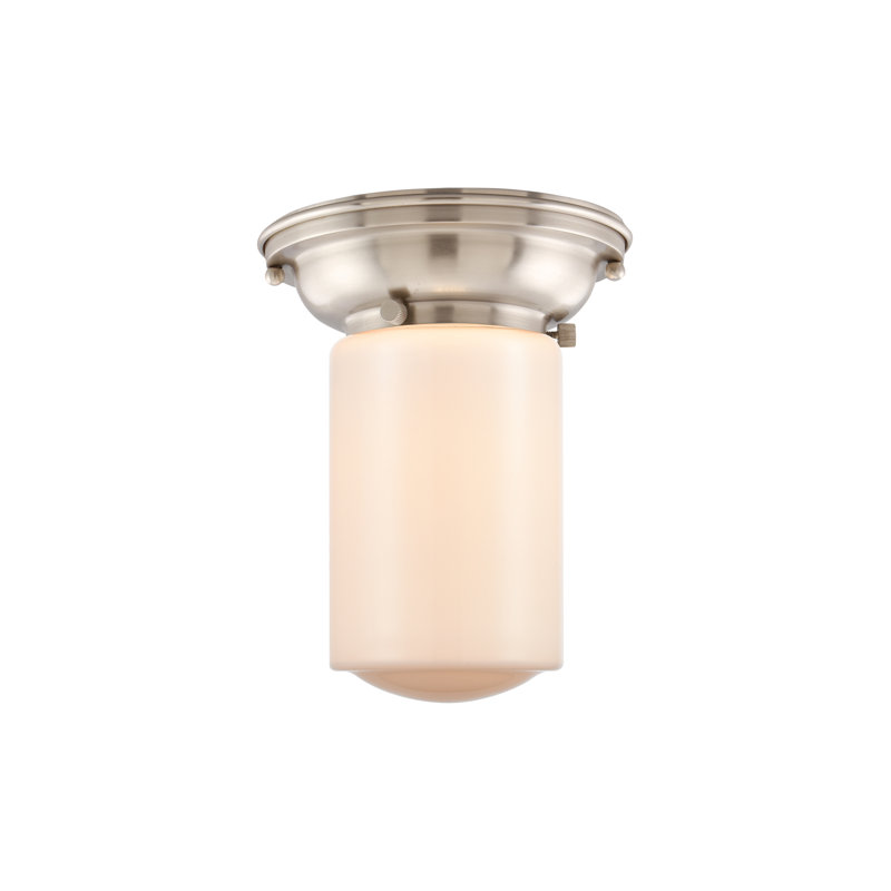 Saroyan Glass Flush Mount, No Bulb Included, Matte White, Brushed Satin Nickel