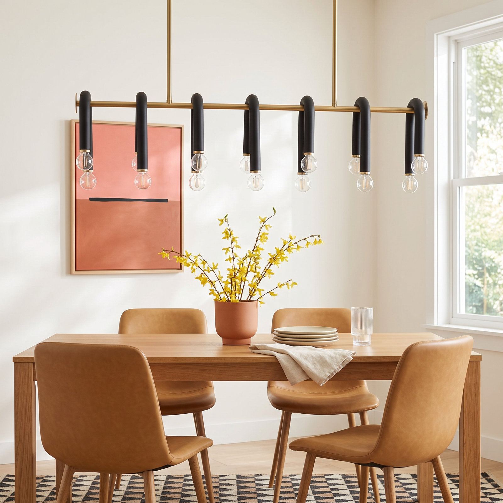 Rhea 14 Light Dimmable Pendant, Aged Brass