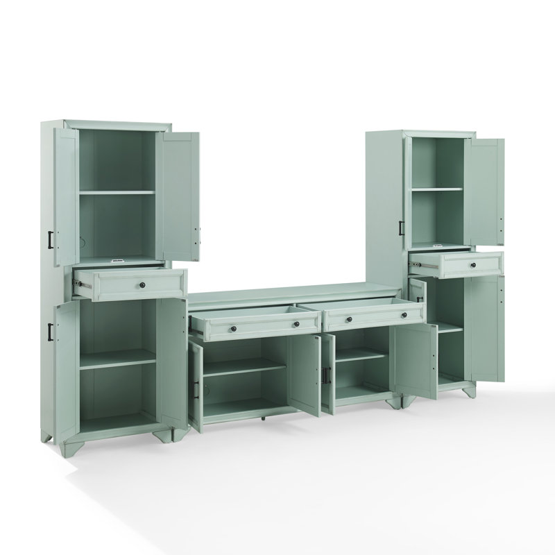 Tara Entertainment Center for TVs up to 65", Seafoam Blue/Brushed Brass