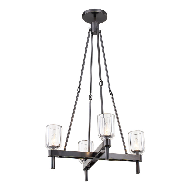 Lucian 4 - Light Chandelier, Urban Bronze/Clear Crystal