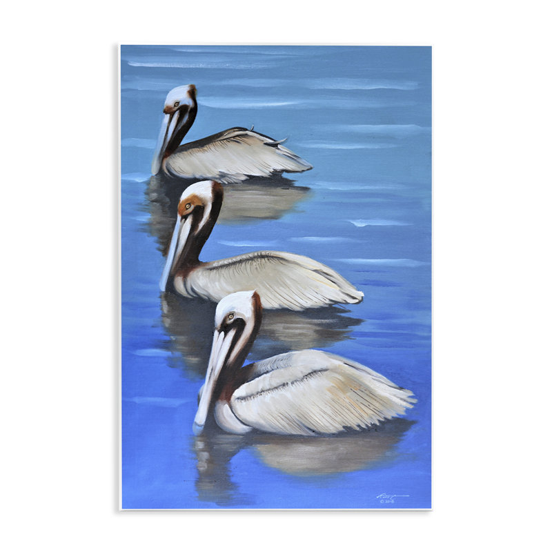 «Pelican Trio Drifting Wall Art» par D. Rust, H 19 po x l 13 po