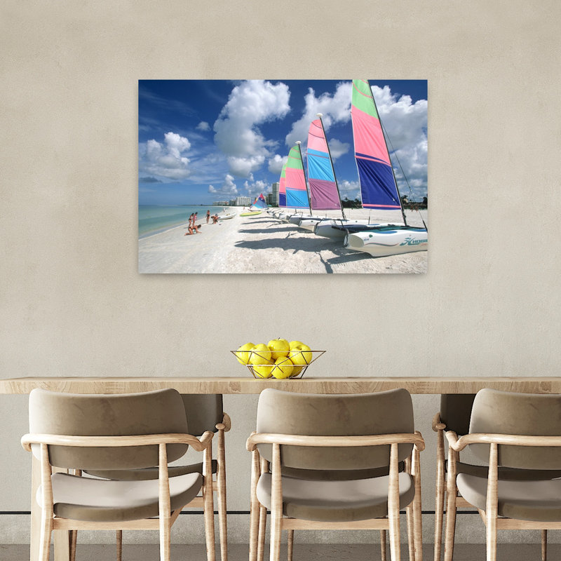 2000S Catamarans On Beach Marco Island Fl Usa Abstract Classic Colorful Beach Ocean Wall Art, H 24 po x l 36 po
