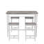 Table de salle à manger 5 pièces et tabourets de bar, structure en métal blanc chêne, convient aux repas pour 4 personnes, 5 pièces modernes avec quatre tabourets, métal, aspect élégant