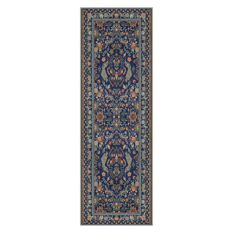 Tapis bleu / brun Allendale Aura Vintage Peacock, Tapis de couloir 2 pi 6 po x 8 pi