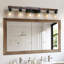 Applique murale de salle de bain 42 po à 6 lumières de style rustique 42 po avec abat-jour en verre et accent de bois, luminaire de maison de campagne moderne (sans ampoules)