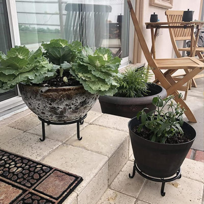 Paquet de 5 supports à plantes en métal, support en pot robuste pour pot de fleurs, support de jardin rond en métal antirouille pour jardin