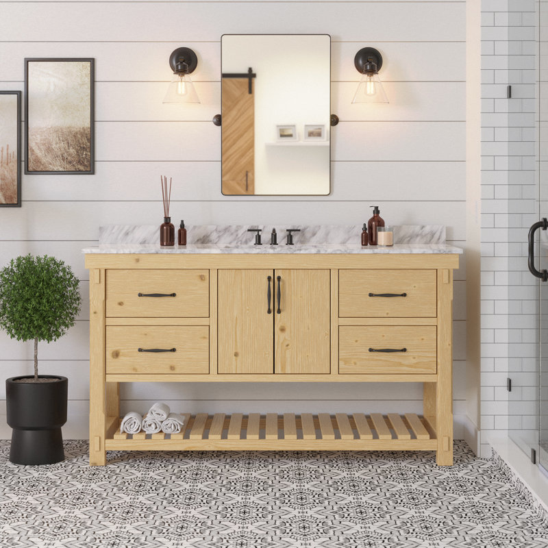Gola 60'' Single Bathroom Vanity with Carrara Marble Top
