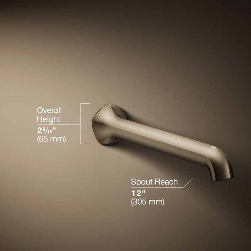 Wall-Mount 12 In. Bath Spout With Straight Design, Vibrant Brushed Bronze