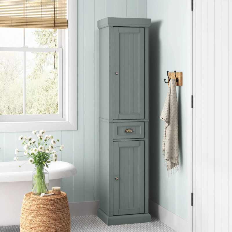 Arjae Linen Cabinet, Distressed Gray