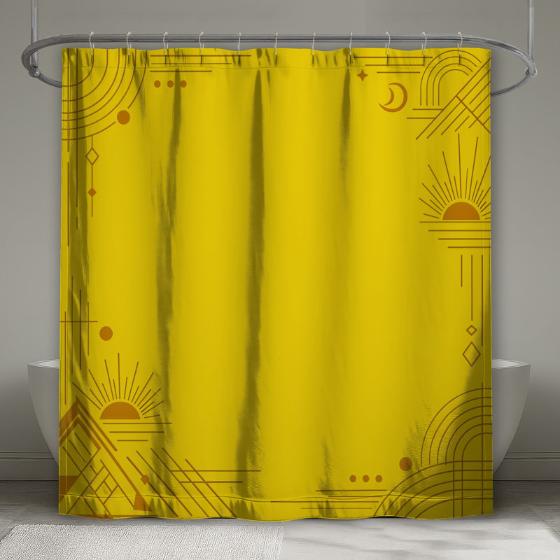 Rideaux de douche jaunes à motif géométrique Sunburst, 70in W x 84in H