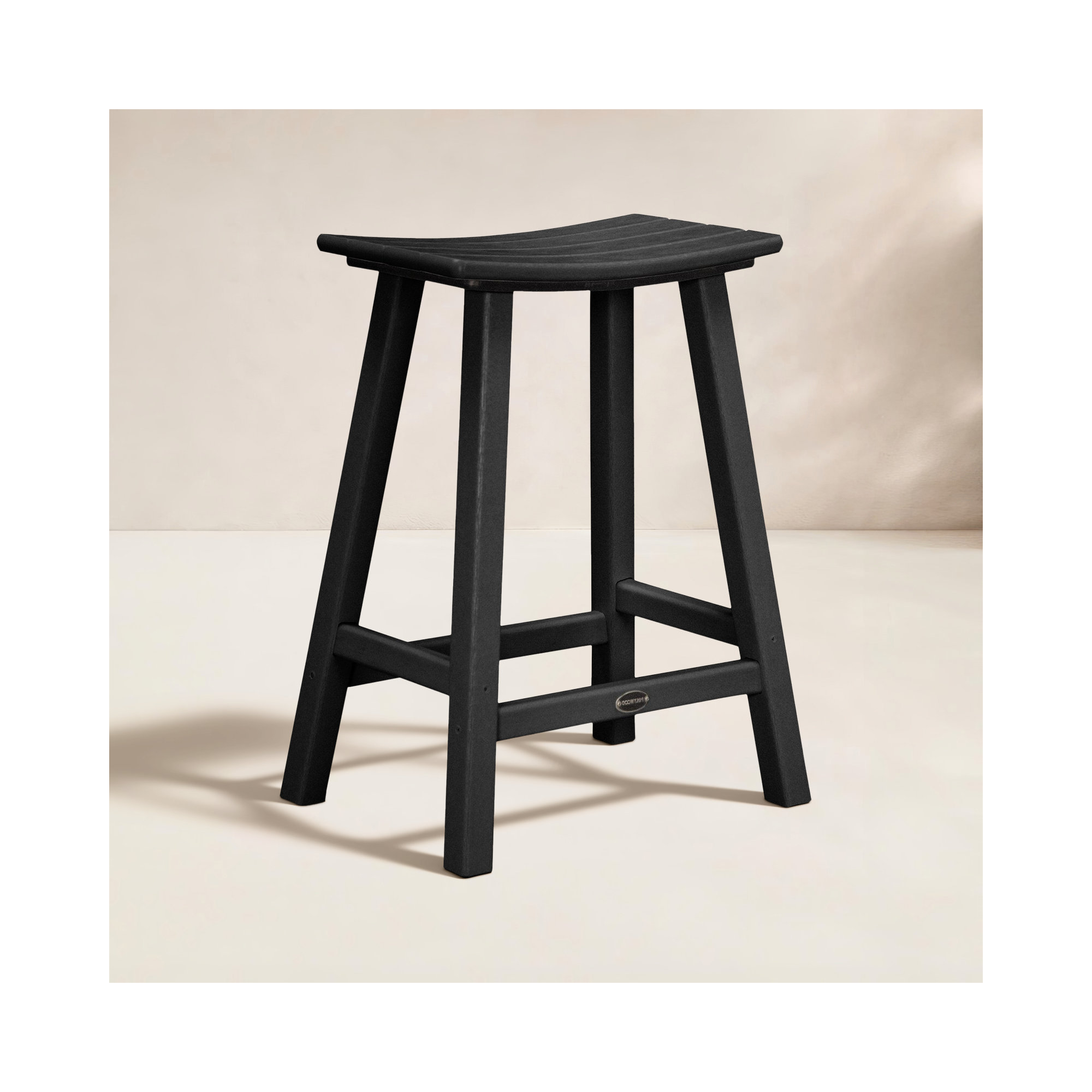 POLYWOOD Traditional Garden Patio Bar Stool, 24.75" H, Black