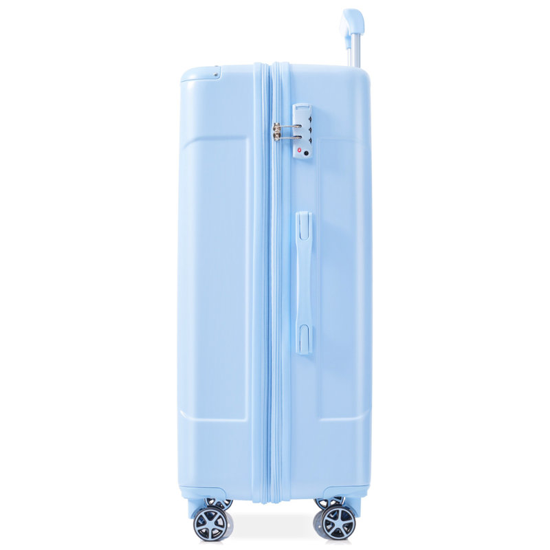 Valise rigide, valises légères et durables en ABS avec roues doubles, bagage à carreaux extensible de 28 pouces (bleu ciel)