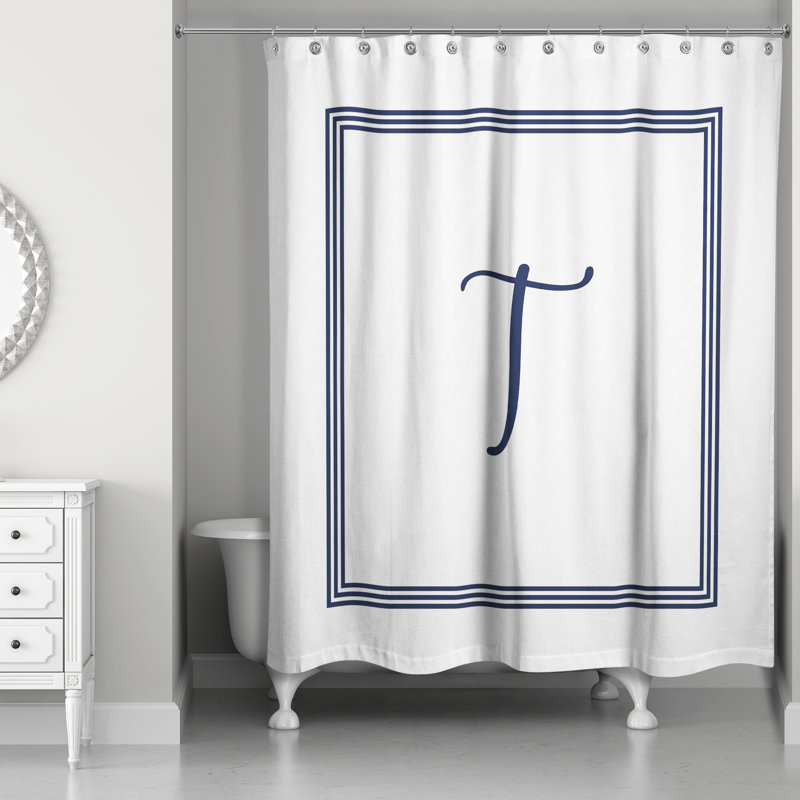 Rideau de douche simple , T, Bleu marine