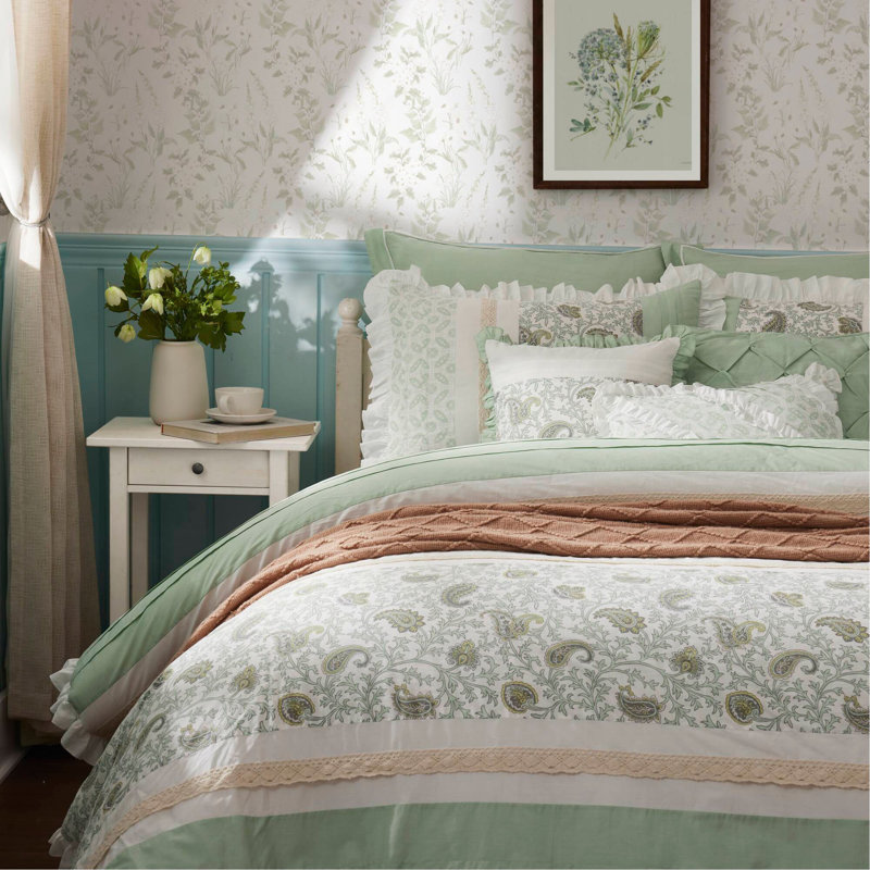 9 Piece Cotton Percale Comforter Set, Queen Comforter + 8 Additional Pieces