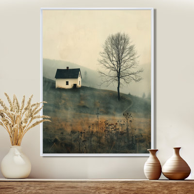 White Grey Winter Country Charm Farmhouse - Farm Wall Art Print