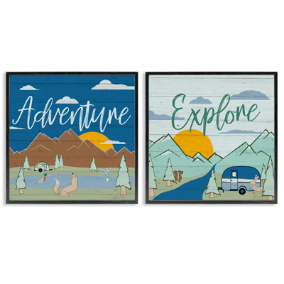 Adventure Explore Camping 2 PC Giclee Art Set by Hugo Edwins