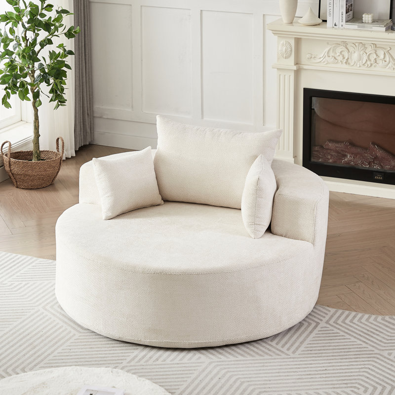Fauteuil convertible une place, chenille 55'l, sans assemblage, confortable pour salle de projection, beige, une place avec coussin en chenille moelleuse de 55'l, installation facile.