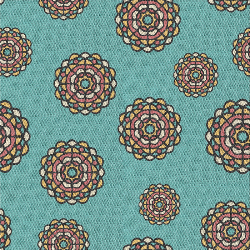 Tapis de mer vert/orange à motifs, Rectangle 2 pi x 5 pi