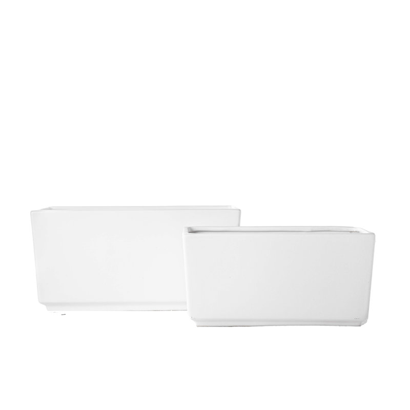 Ceramic Rectangle Pot Matte Finish White