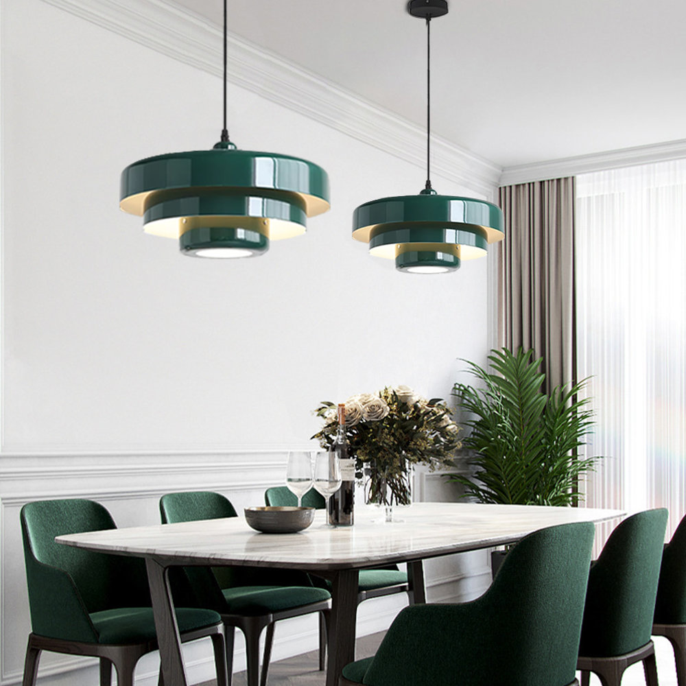 Epone Single Light Iron Pendant, Dark Green