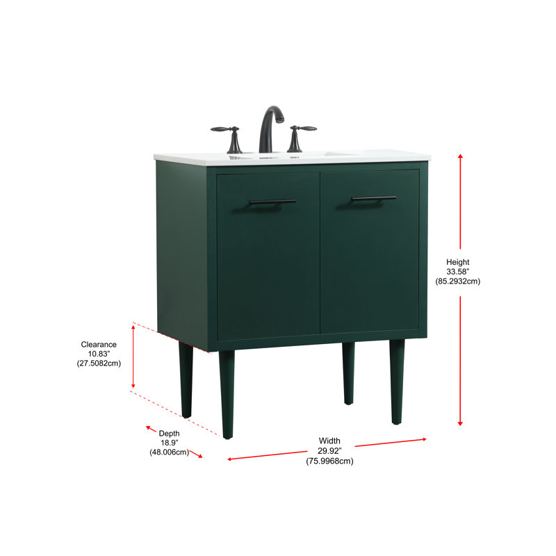 Ensemble de meuble-lavabo simple 30 po Cyrus, Vert