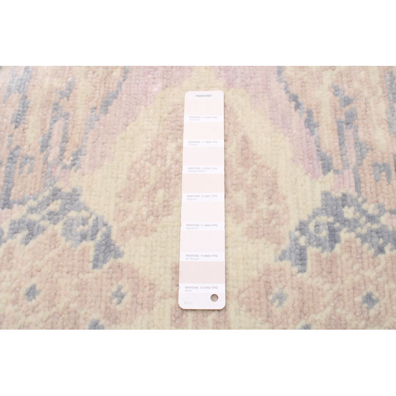 Tapis ivoire en laine noué à la main de conception unique 9 pi 11 po x 13 pi 11 po Marylin