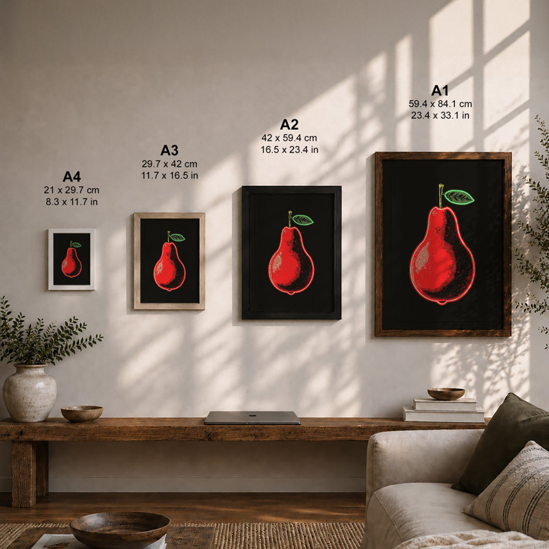 Red Pear Study Botanical - Print, Unframed, A4 - 29.7 x 21.0 cm