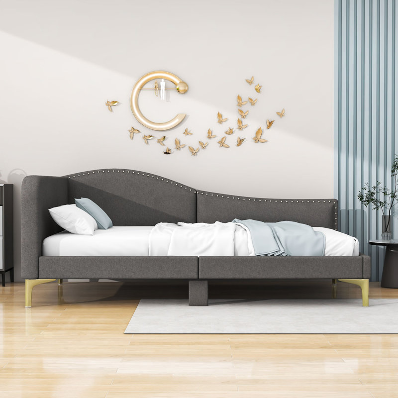 Axten Upholstered Daybed with slats, Gray, Twin