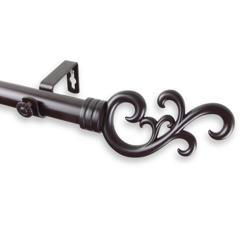 Tringle à rideaux simple Mcfarren, l 120 po à 170 po, Acajou