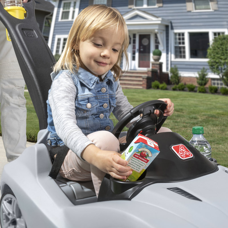 Gray All-Terrain Push Ride-On Car with Seat Belt