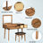 Brown Wood Dressing Vanity Table With Flip-Top Mirror & Stool, Three Drawers For Delicate Makeup Corner Solid Mirror, Stool And Exquisite Setup