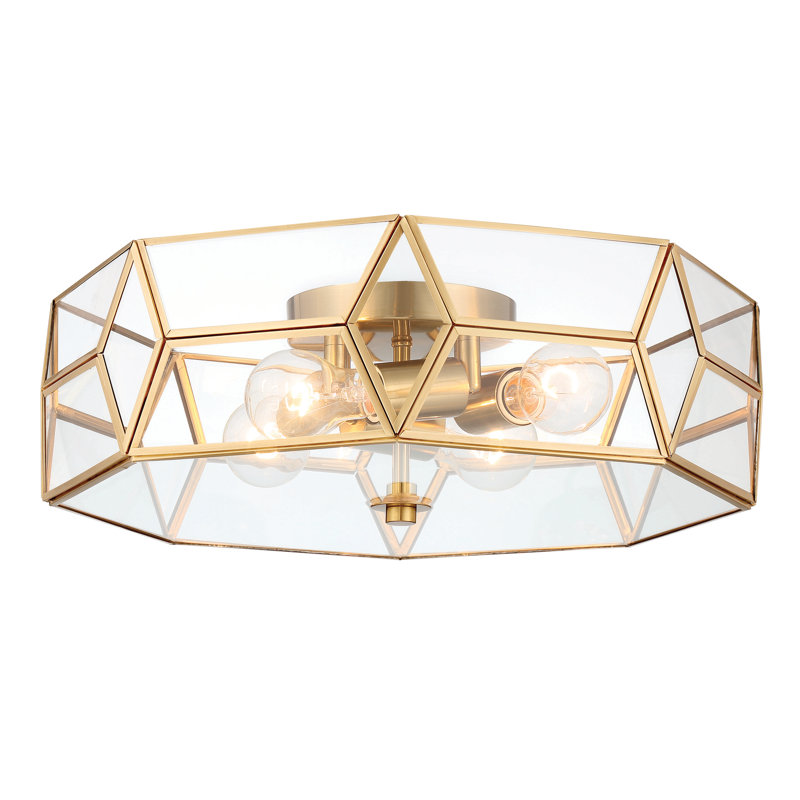 Anely 4 - Light 46cm Unique/Statement Geometric Flush Mount Light, Brass Dust