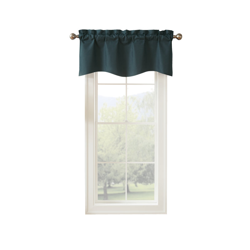 Teal Polyester Scalloped Rod Pocket Valance, 42" x 18"