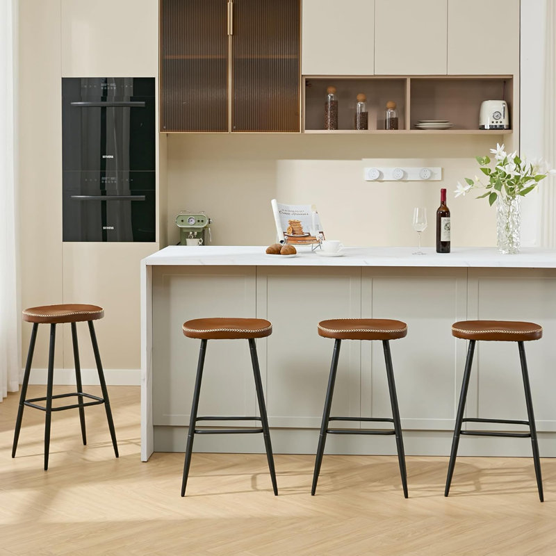 Tabourets de bar en simili cuir sans dossier pour îlot de cuisine (ensemble de 4), Tabouret de bar (hauteur du siège 28 po)