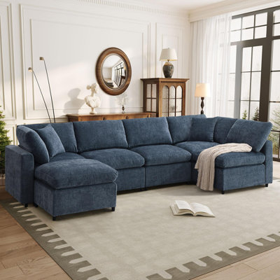 Canapé modulaire en chenille modulaire à 6 places en U avec repose-pieds 130 po Meadow