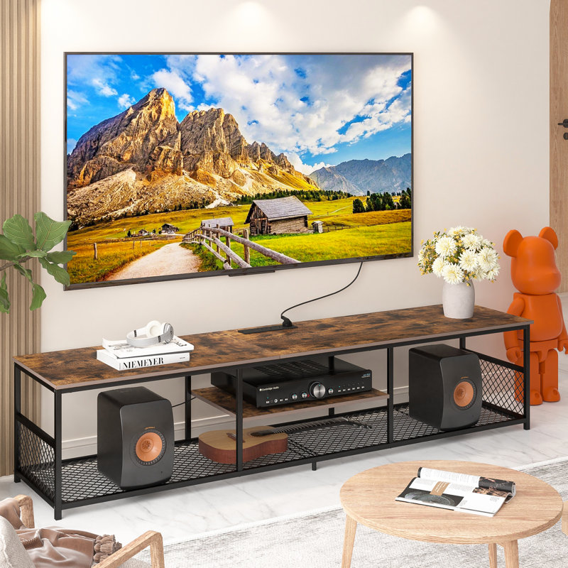 Meuble télé avec prises de courant, Brun, 70.86"