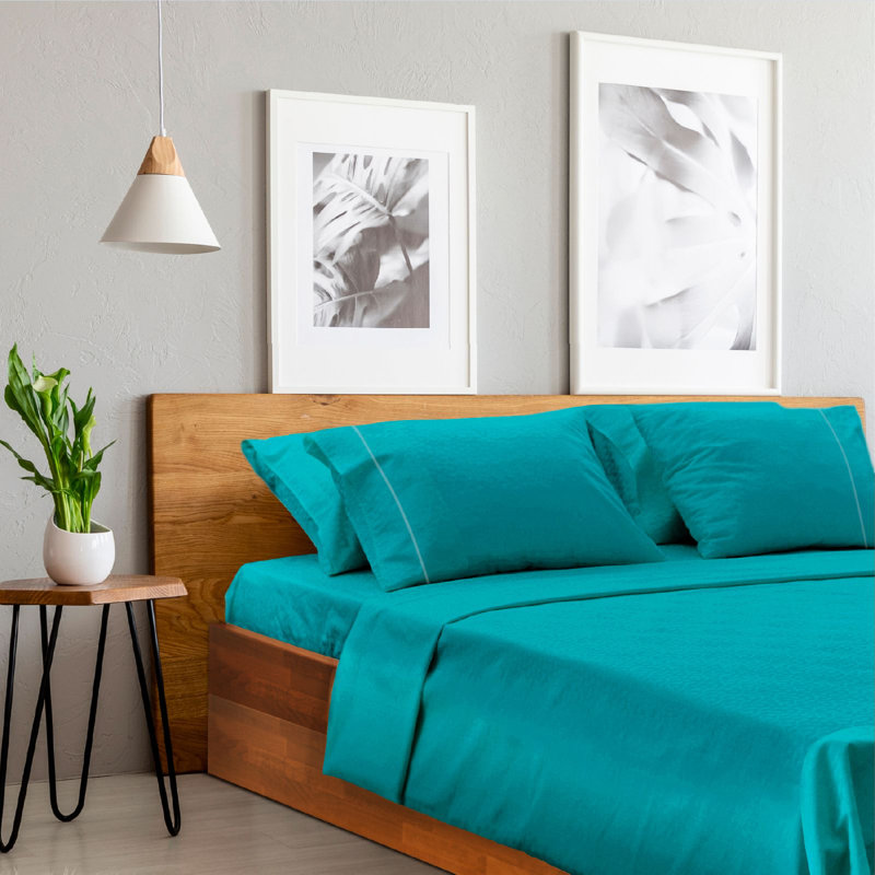 Luxclub 4 PC Teal California King Silky Soft Cooling Extra Deep Pocket Performance Sheet Set, Teal