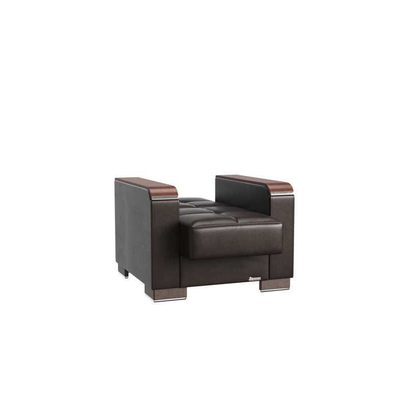 Fauteuil rembourré avec rangement intégré - Cuir d'unité centrale brun, pour un bureau moderne à fonctionnalité confortable