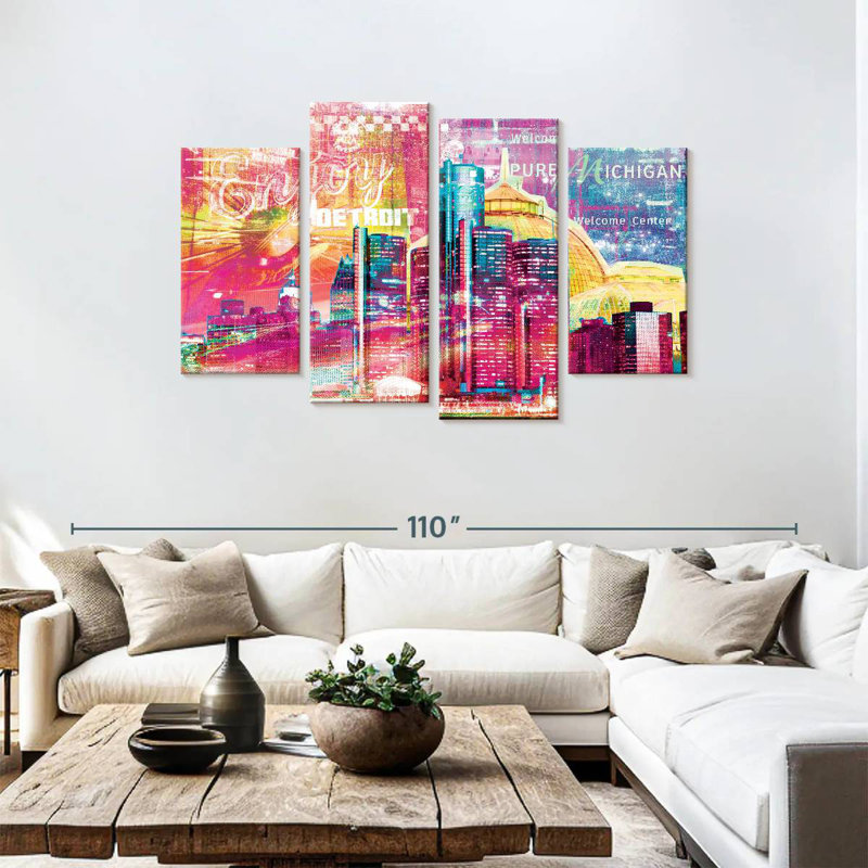 Nicci Detroit Cityscape Grunge, H 48 po x l 75 po
