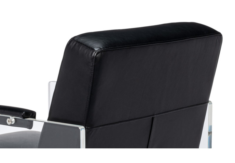 Holloway Leather Armchair, Black Genuine Leather