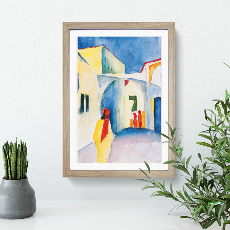View into a Lane by August Macke - Picture Frame Painting, 48cm H x 36cm W x 2cm D, Oak Framed