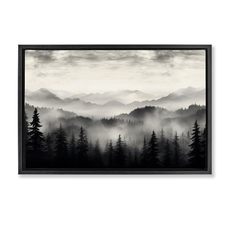  Toile flottante encadrée Black Gradient Mountains par LSR Design Studio, Cadre flottant noir de jais, H 21 po x l 31 po